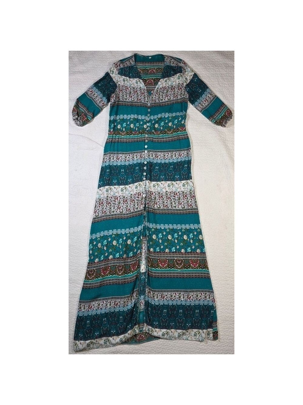 Bohemian Floral Maxi Split Dress Kimono Cardigan